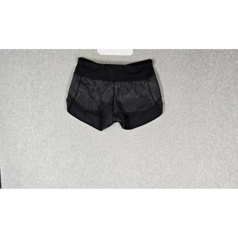 Lululemon Women Activewear Shorts 2 Black Polka Dot Speed Reflective 2" Inseam